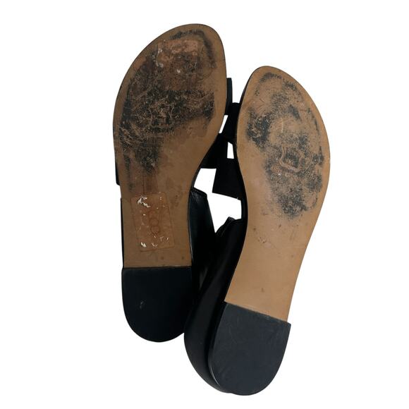 Stuart Weitzman Gladiator Sandals Flat Leather Stretch Knit Black Size 9.5 - Picture 11 of 12